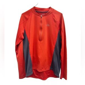 Ll bean jacket men’s M 1/4 zip lightweight orange base layer outdoors activewear